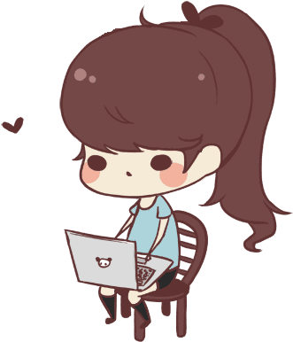 image of a cartoon girl holding a computer